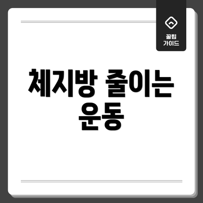 체지방 줄이는 운동