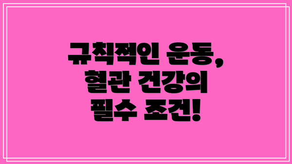 규칙적인 운동, 혈관 건강의 필수 조건!