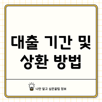 대출 기간 및 상환 방법