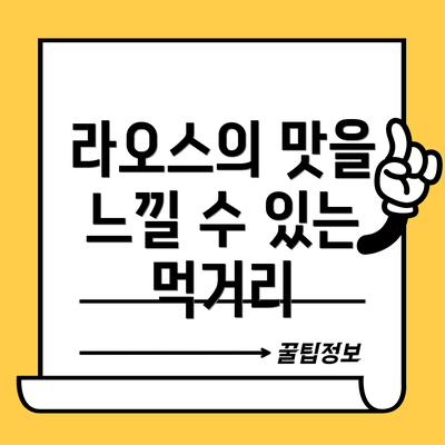 라오스의 맛을 느낄 수 있는 먹거리