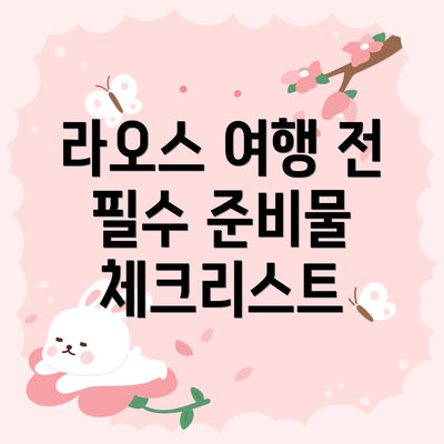 라오스 여행 전 필수 준비물 체크리스트