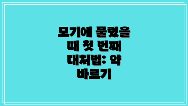 모기에 물렸을 때 첫 번째 대처법: 약 바르기