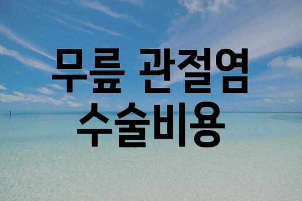 무릎 관절염 수술비용