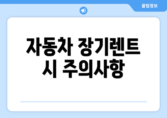 자동차 장기렌트 시 주의사항