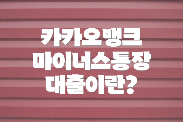 카카오뱅크 마이너스통장 대출이란?