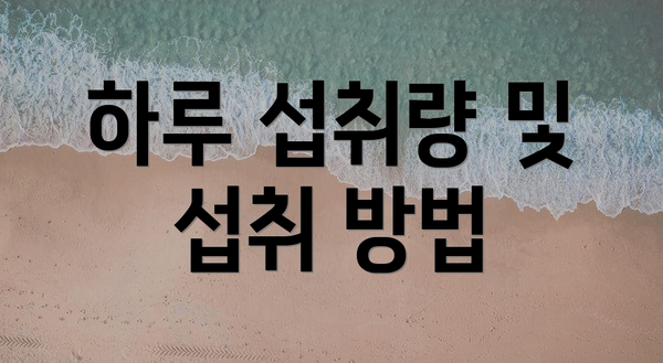 하루 섭취량 및 섭취 방법