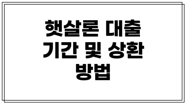 햇살론 대출 기간 및 상환 방법