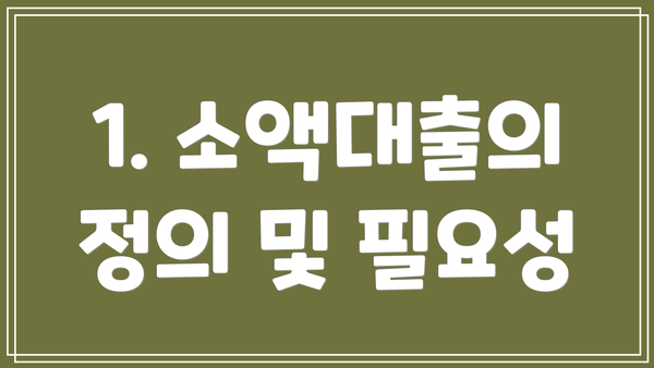1. 소액대출의 정의 및 필요성
