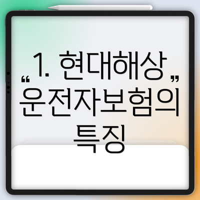 1. 현대해상 운전자보험의 특징