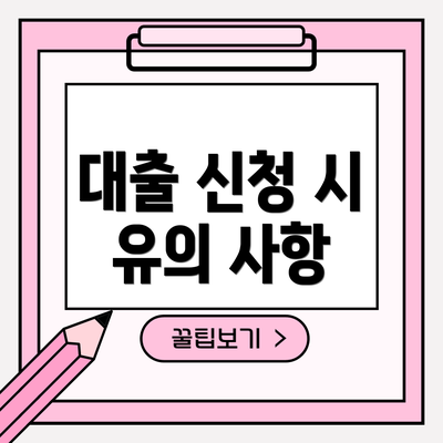 대출 신청 시 유의 사항