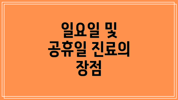 일요일 및 공휴일 진료의 장점