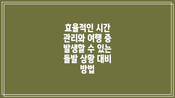 효율적인 시간 관리와 여행 중 발생할 수 있는 돌발 상황 대비 방법