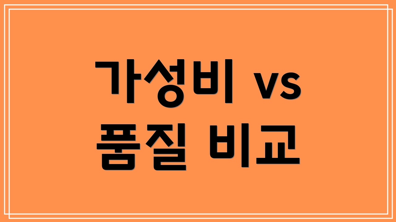 가성비 vs 품질 비교