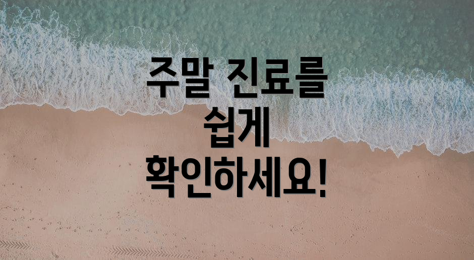 주말 진료를 쉽게 확인하세요!