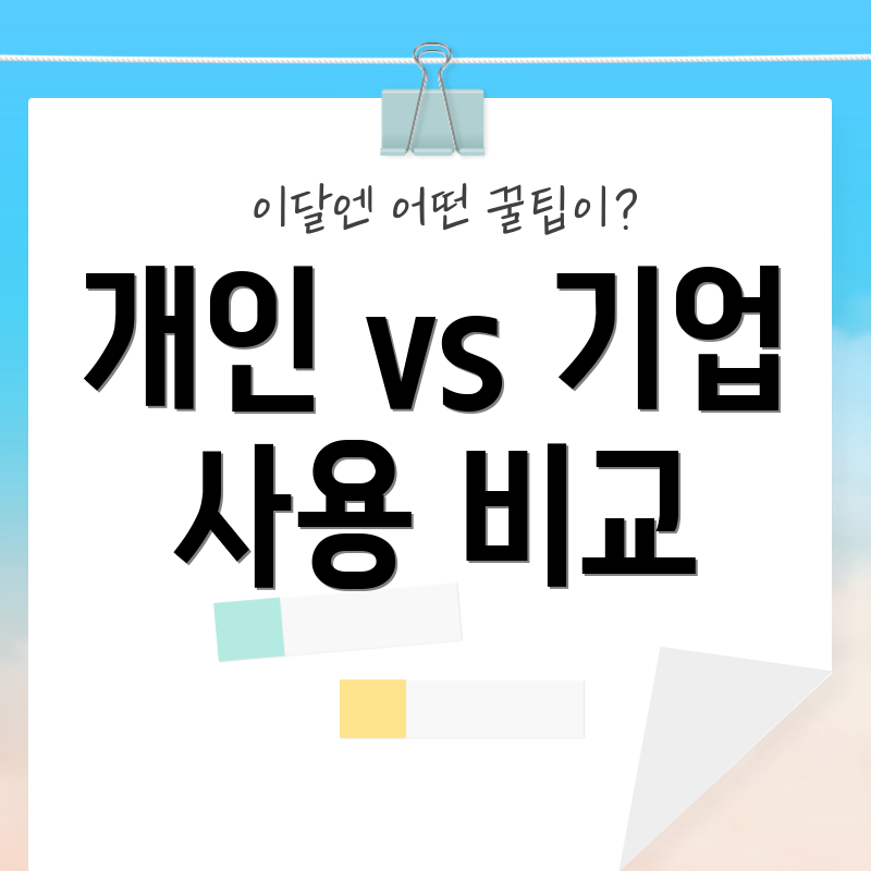 개인 vs 기업 사용 비교