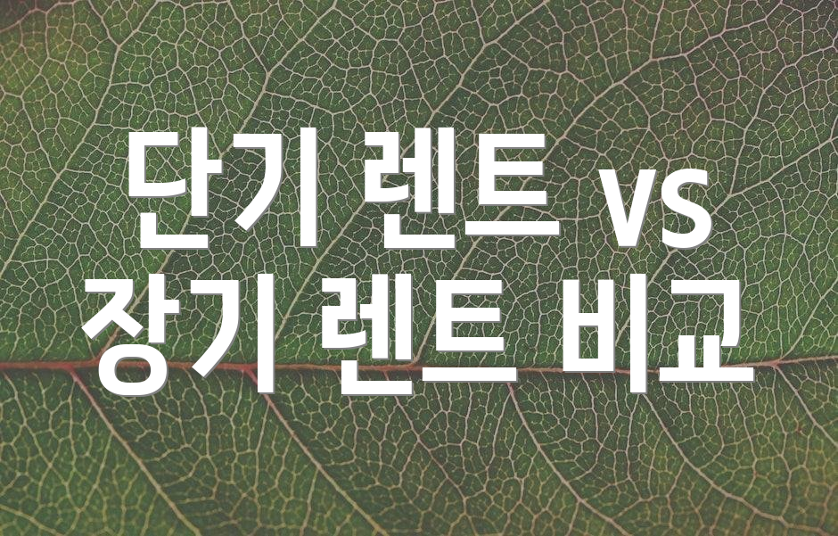 단기 렌트 vs 장기 렌트 비교