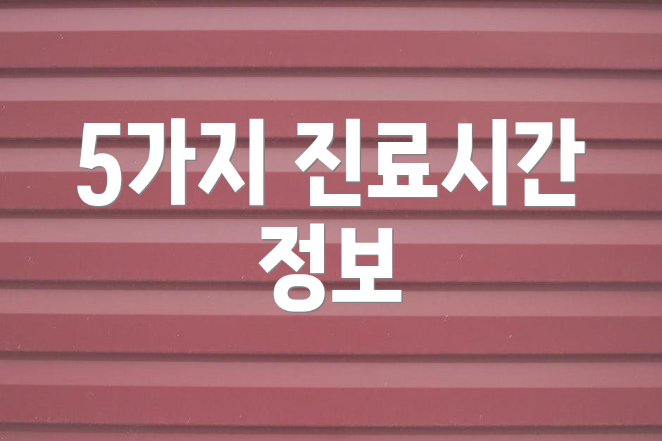 5가지 진료시간 정보