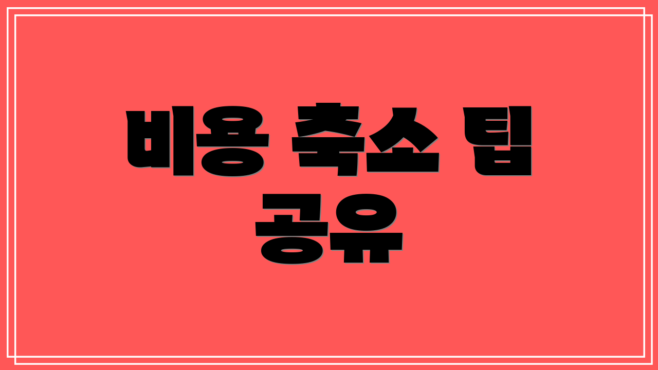 비용 축소 팁 공유