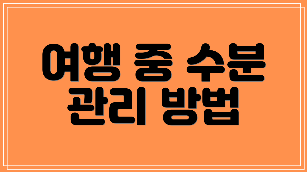 여행 중 수분 관리 방법