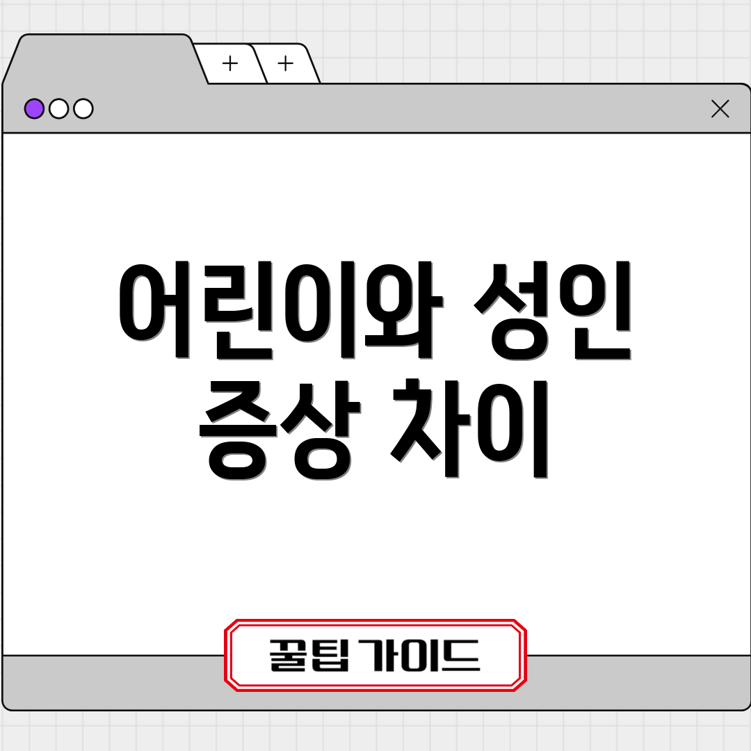 어린이와 성인 증상 차이
