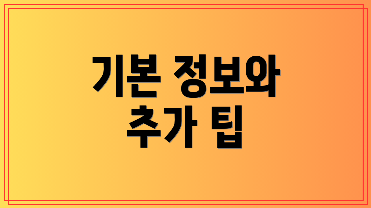 기본 정보와 추가 팁