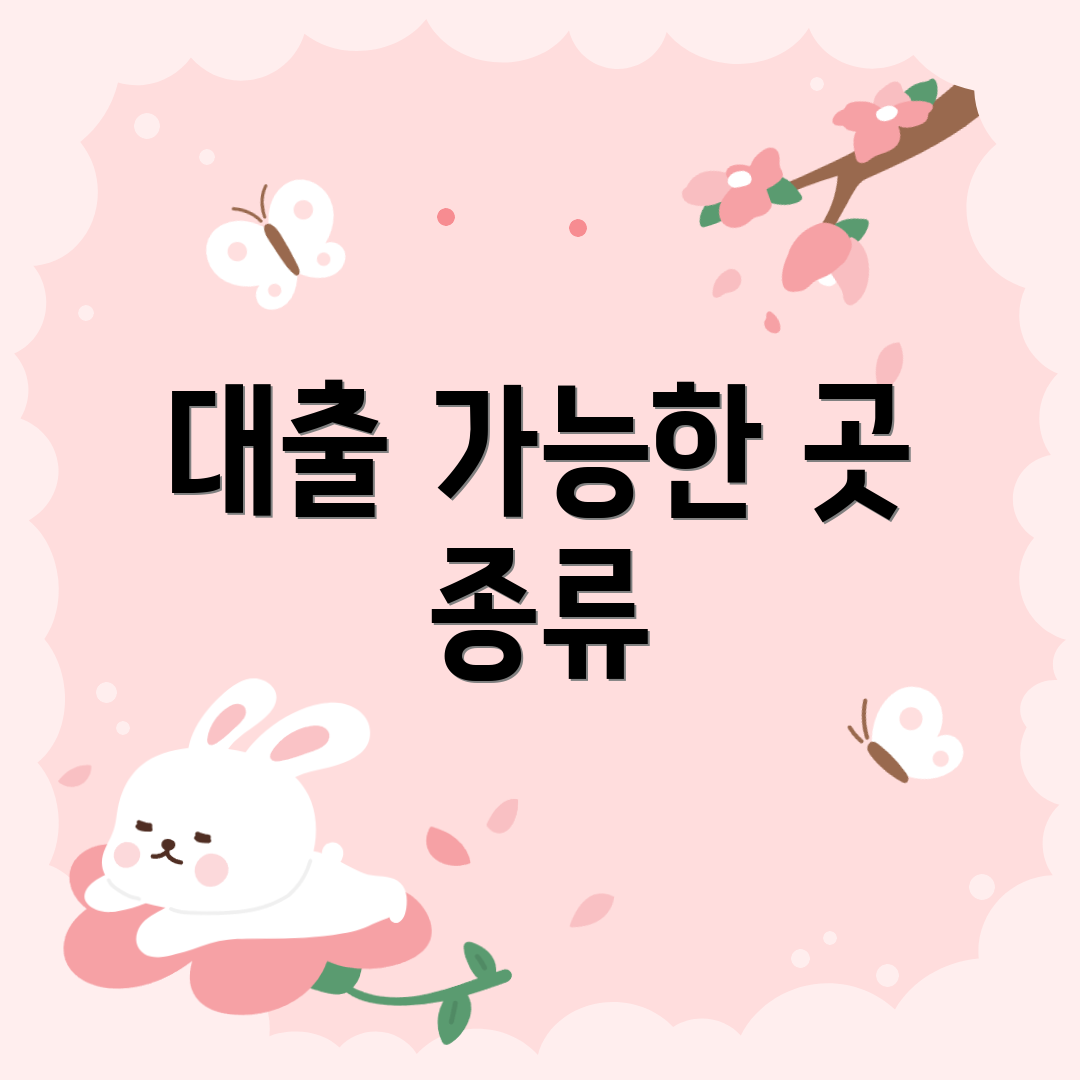대출 가능한 곳 종류