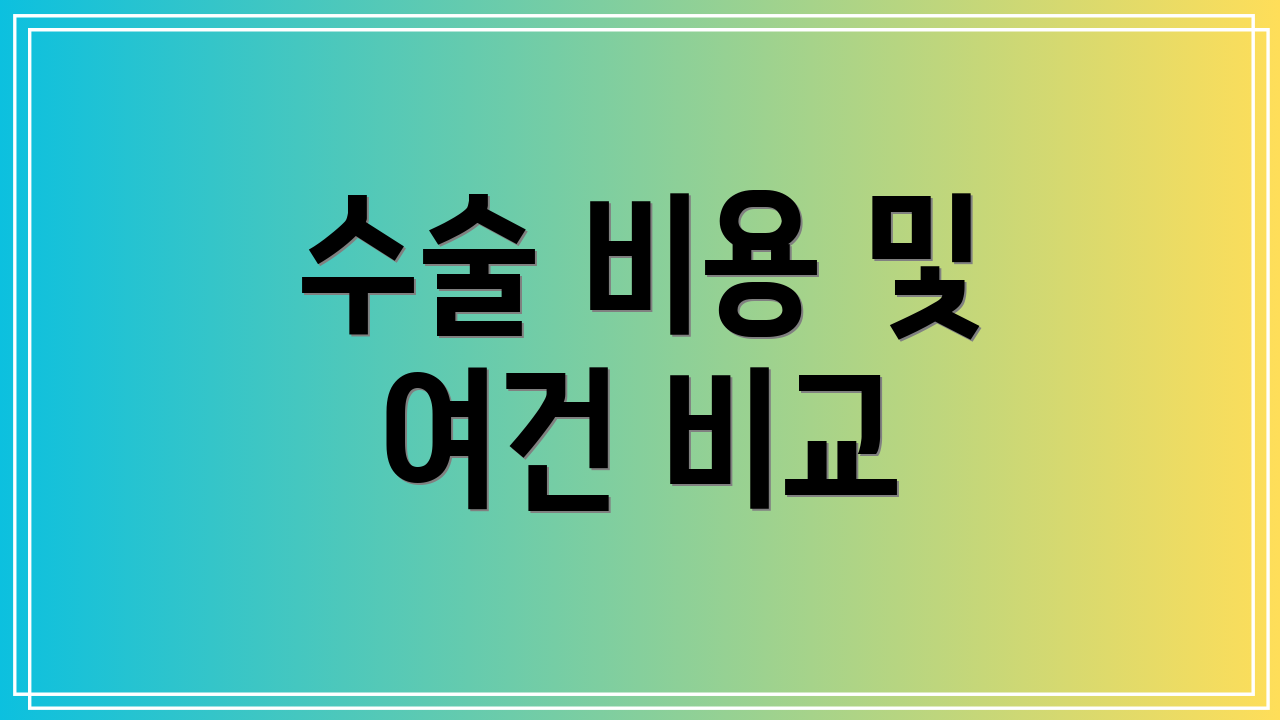 수술 비용 및 여건 비교