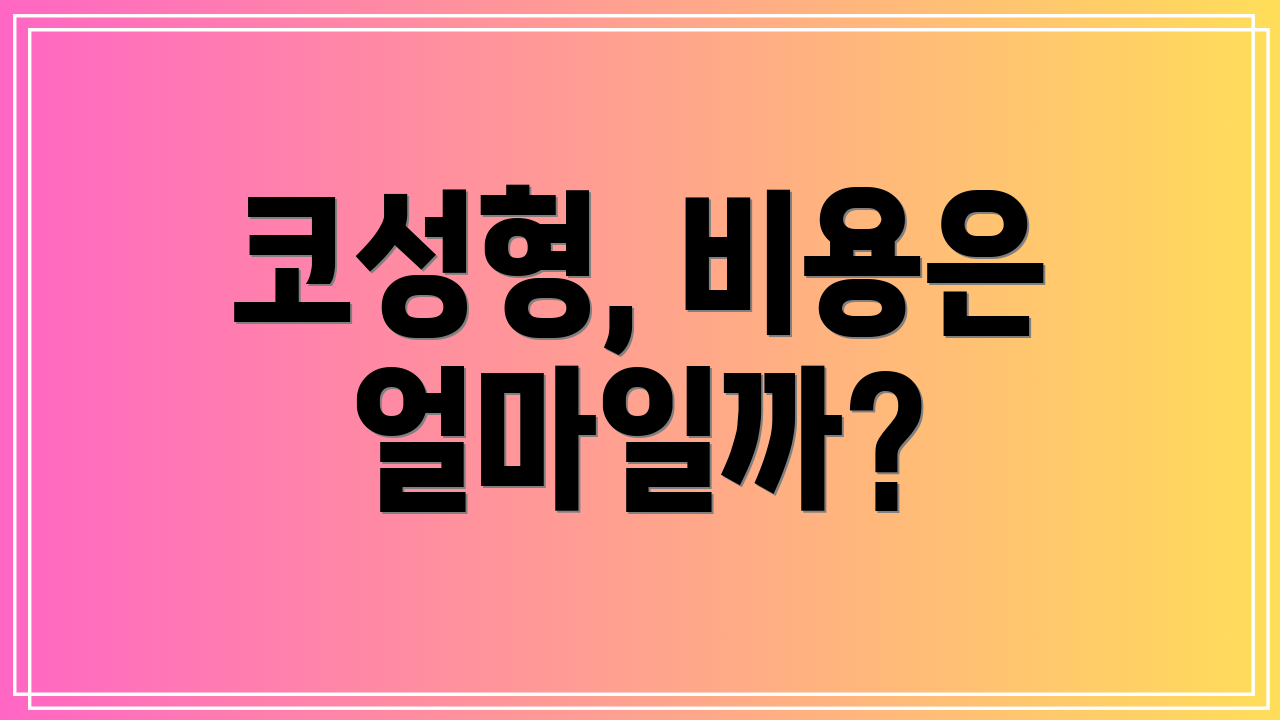 코성형, 비용은 얼마일까?