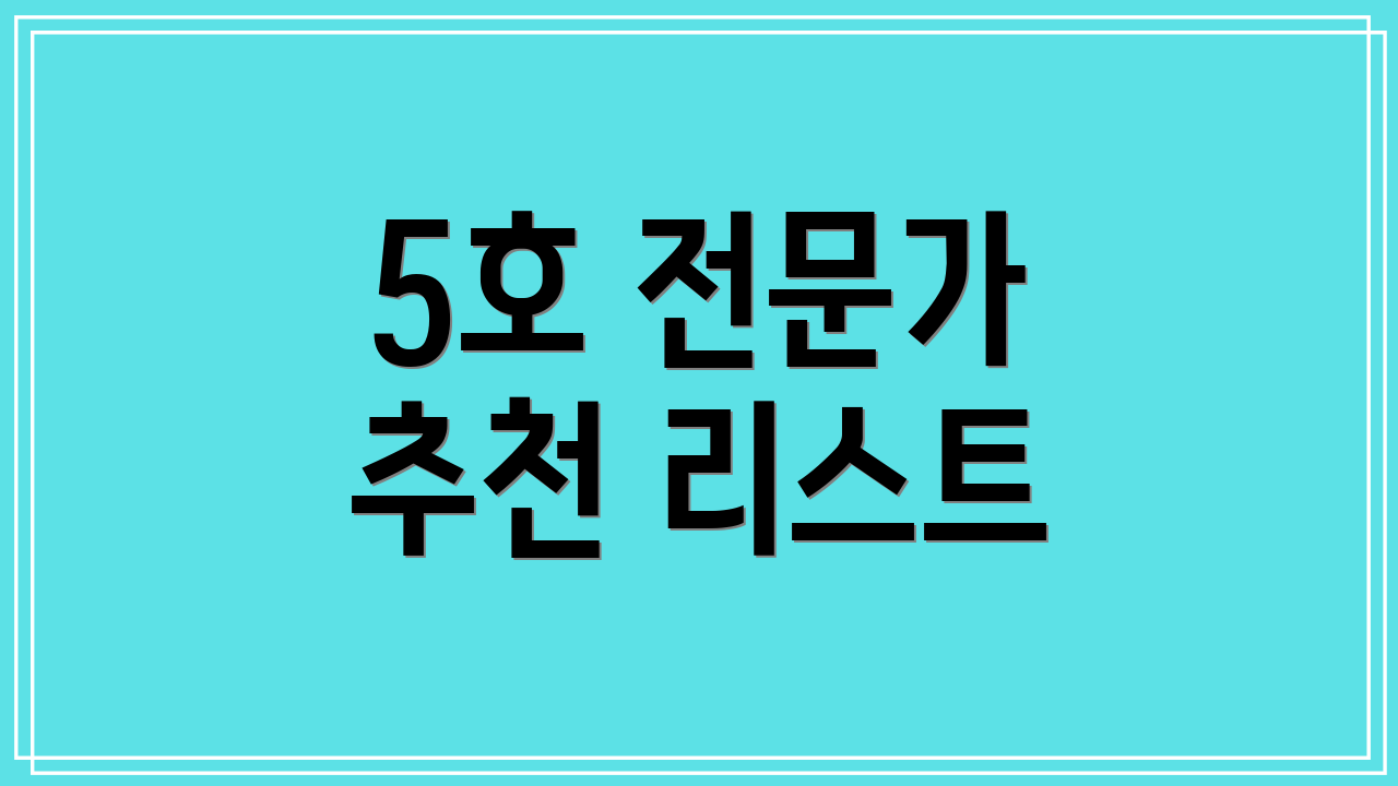 5호 전문가 추천 리스트