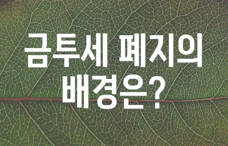금투세 폐지의 배경은?