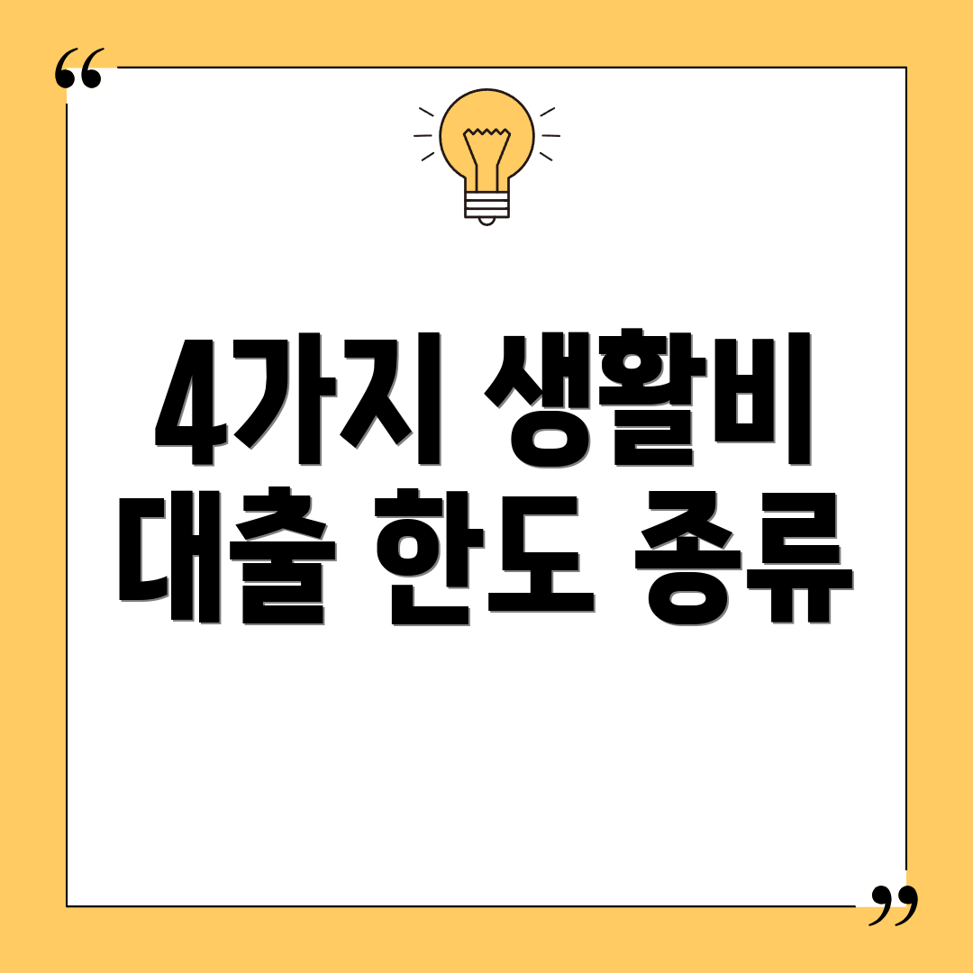 4가지 생활비 대출 한도 종류