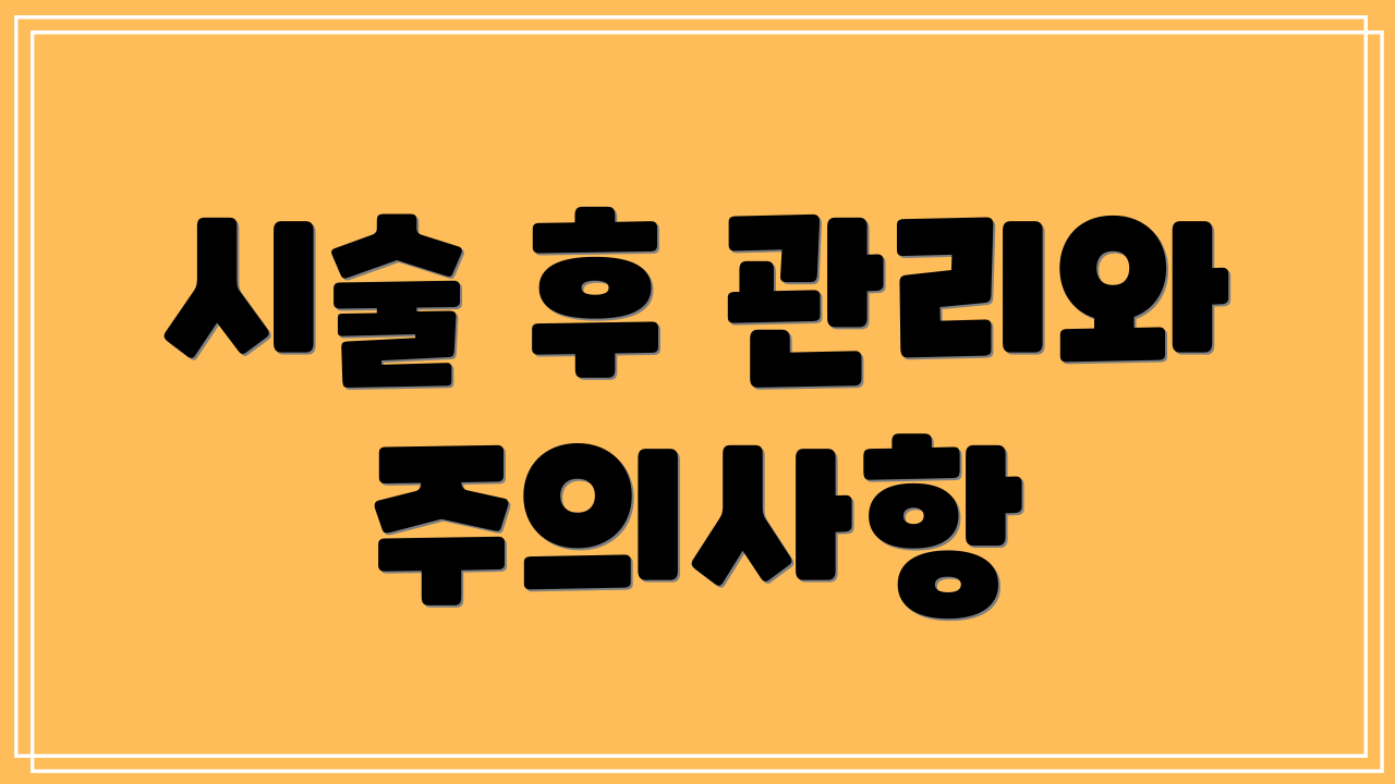 시술 후 관리와 주의사항